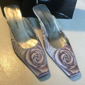 Dolce & Gabbana Silk Lilac Rose Mules